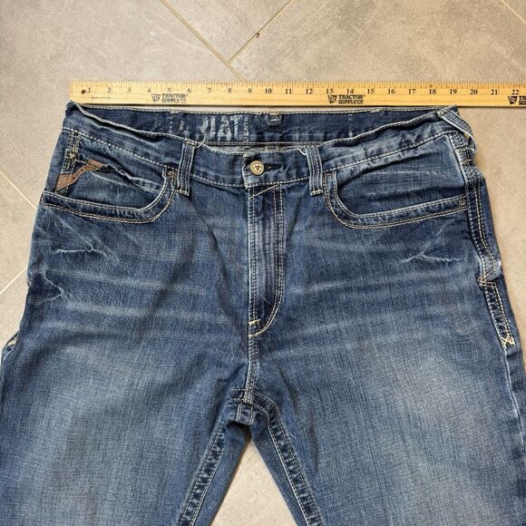 Ariat M4 Low Rise Boot Cut Jeans In Gulch Wash Men 38x36 Cotton - Picture 4 of 15